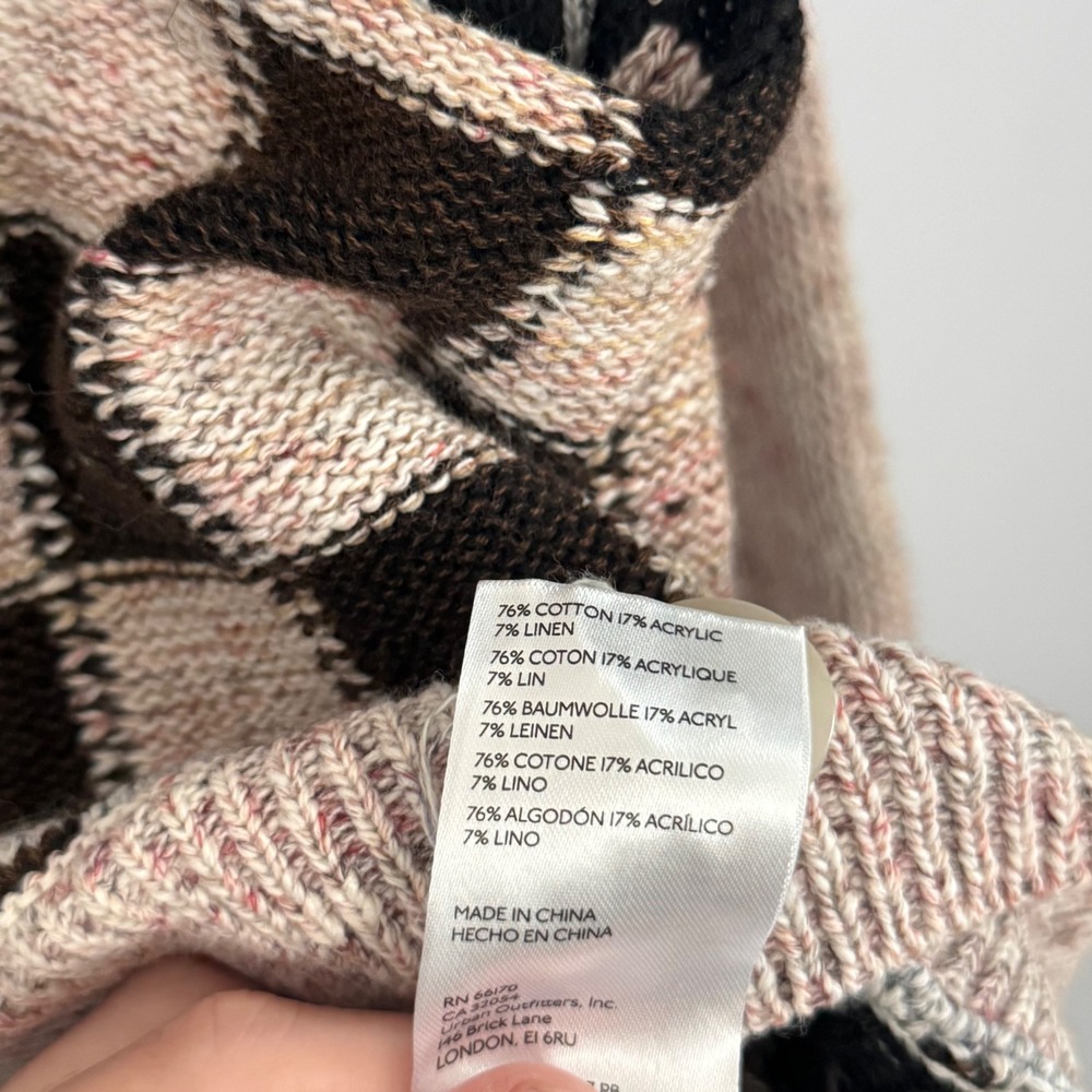Anthropologie Pilcro Mash Up Knit Cardigan Patchwork Checkerboard Star - XSmall - Picture 4 of 5